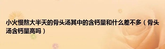 小火慢熬大半天的骨头汤其中的含钙量和什么差不多（骨头汤含钙量高吗）