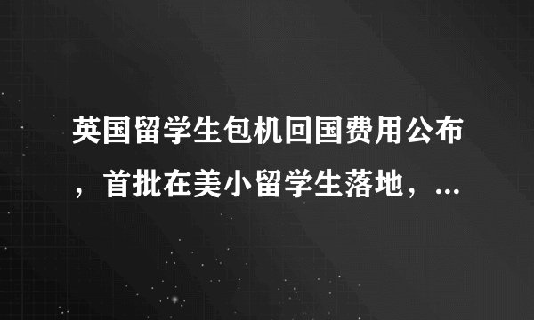 英国留学生包机回国费用公布,首批在美小留学生落地,费用呢?