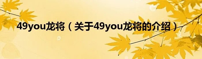 49you龙将（关于49you龙将的介绍）