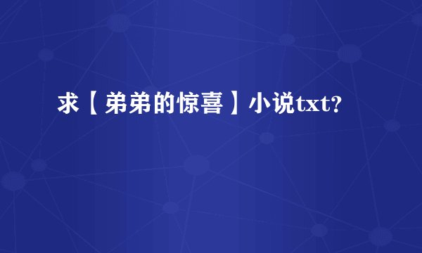 求【弟弟的惊喜】小说txt？