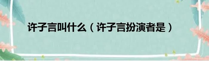 许子言叫什么（许子言扮演者是）