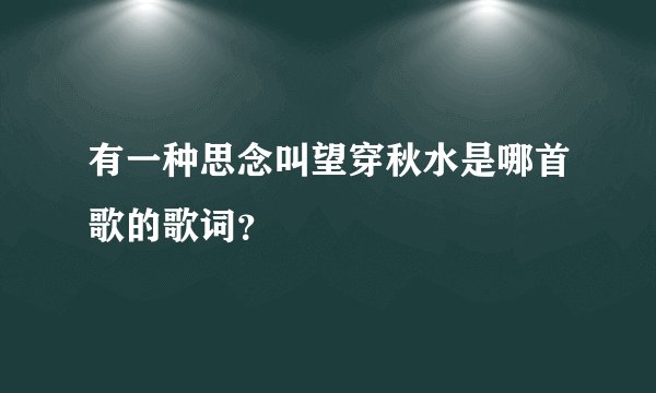 有一种思念叫望穿秋水是哪首歌的歌词？