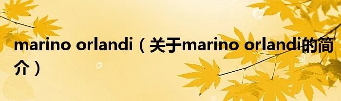 marino orlandi（关于marino orlandi的简介）