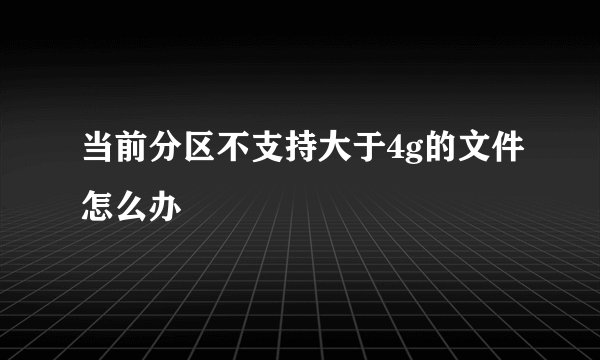 当前分区不支持大于4g的文件怎么办