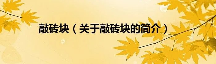 敲砖块（关于敲砖块的简介）