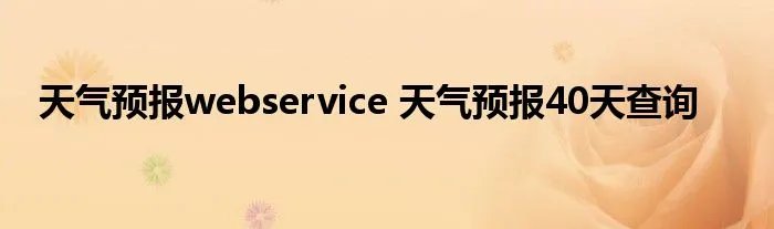 天气预报webservice 天气预报40天查询