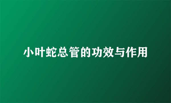 小叶蛇总管的功效与作用