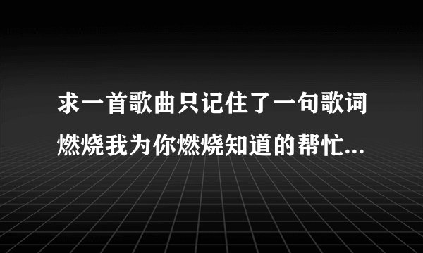 求一首歌曲只记住了一句歌词燃烧我为你燃烧知道的帮忙找一下谢谢？