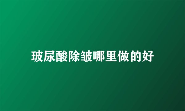 玻尿酸除皱哪里做的好