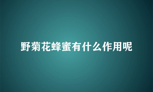 野菊花蜂蜜有什么作用呢