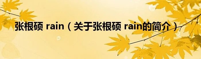 张根硕 rain（关于张根硕 rain的简介）