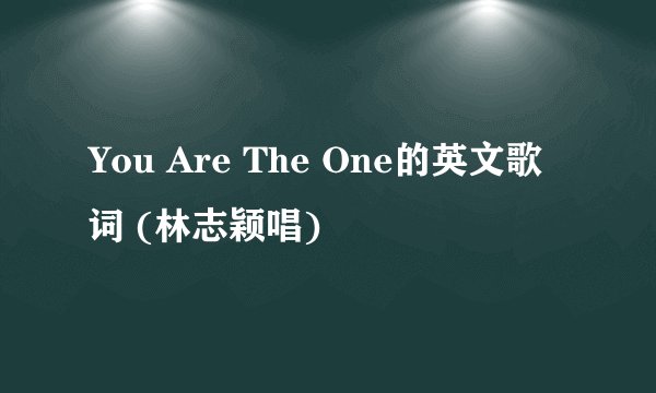 You Are The One的英文歌词 (林志颖唱)