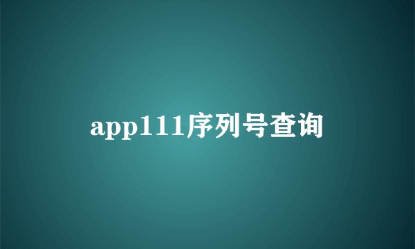 app111序列号查询