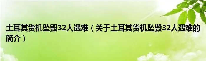 土耳其货机坠毁32人遇难（关于土耳其货机坠毁32人遇难的简介）