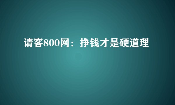 请客800网：挣钱才是硬道理