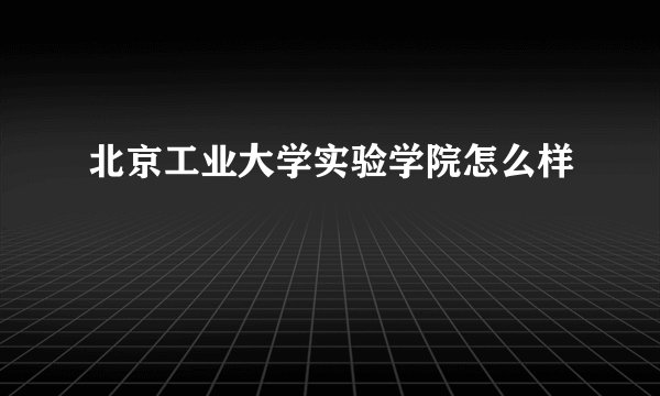 北京工业大学实验学院怎么样