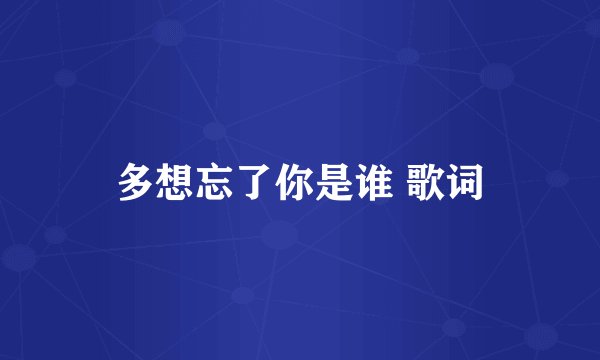 多想忘了你是谁 歌词
