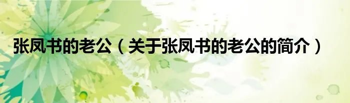 张凤书的老公（关于张凤书的老公的简介）