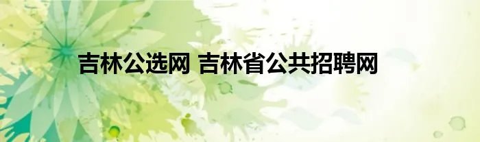 吉林公选网 吉林省公共招聘网
