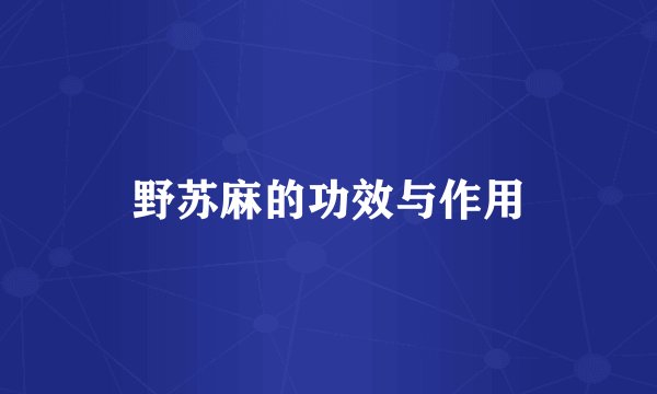 野苏麻的功效与作用