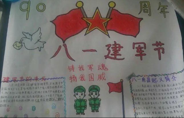 八一建军节手抄报简单又漂亮图片
