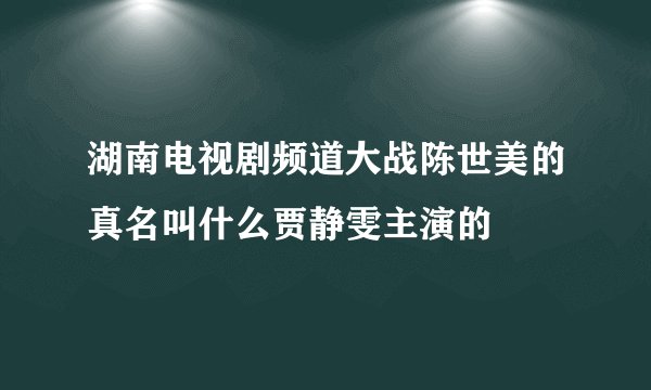 湖南电视剧频道大战陈世美的真名叫什么贾静雯主演的