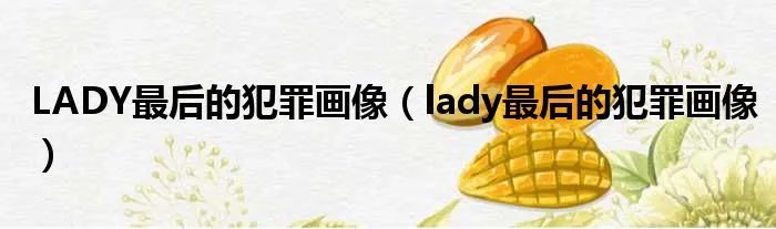 LADY最后的犯罪画像（lady最后的犯罪画像）