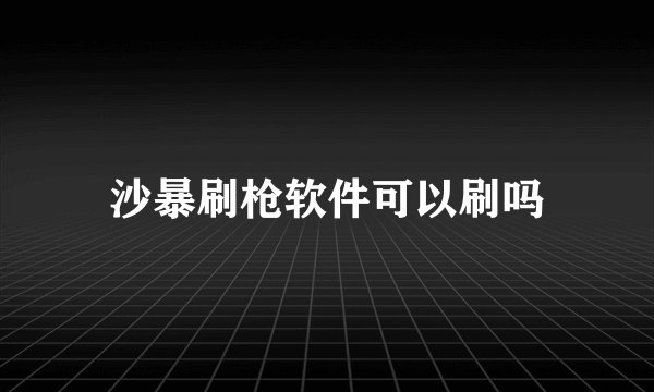 沙暴刷枪软件可以刷吗