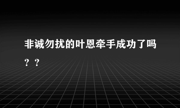 非诚勿扰的叶恩牵手成功了吗？？