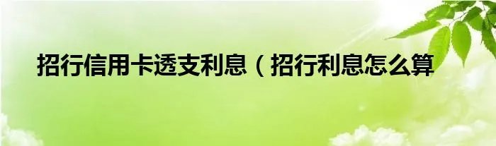 招行信用卡透支利息（招行利息怎么算