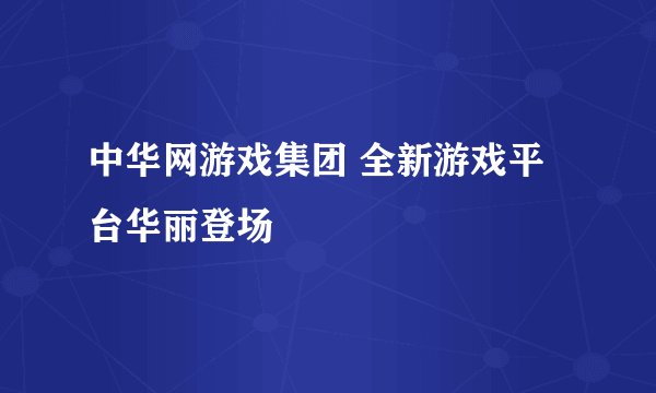 中华网游戏集团 全新游戏平台华丽登场