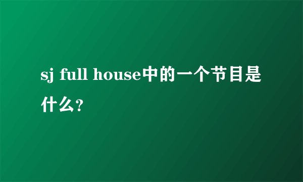 sj full house中的一个节目是什么？