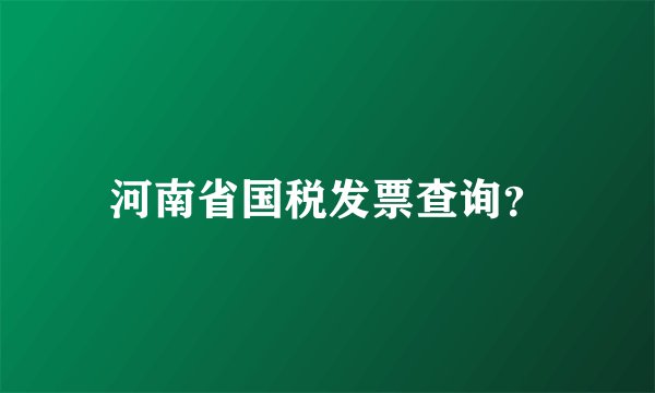 河南省国税发票查询？