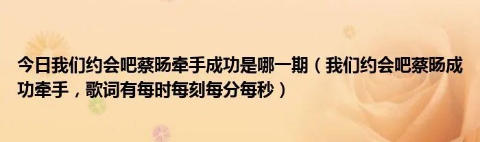 今日我们约会吧蔡旸牵手成功是哪一期（我们约会吧蔡旸成功牵手，歌词有每时每刻每分每秒）