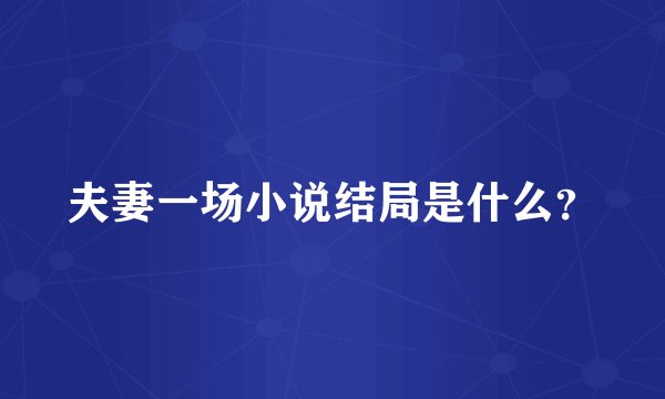 夫妻一场小说结局是什么？