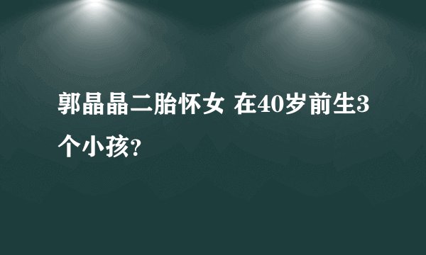 郭晶晶二胎怀女 在40岁前生3个小孩？