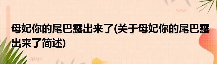 母妃你的尾巴露出来了(关于母妃你的尾巴露出来了简述)