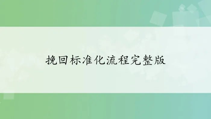 挽回标准化流程完整版