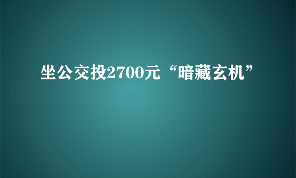 坐公交投2700元“暗藏玄机”