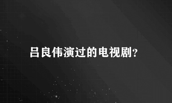 吕良伟演过的电视剧？