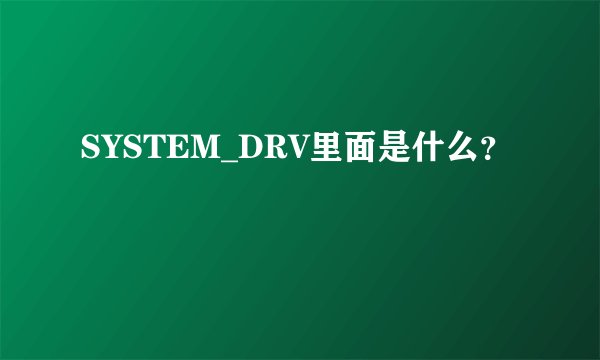 SYSTEM_DRV里面是什么？