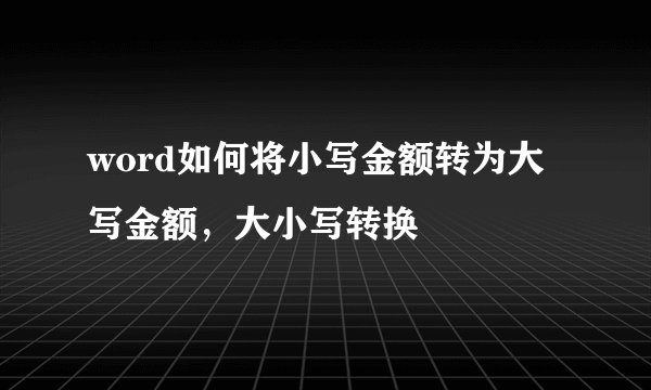 word如何将小写金额转为大写金额，大小写转换