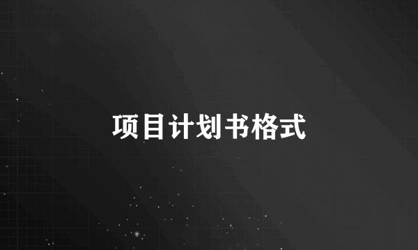 项目计划书格式