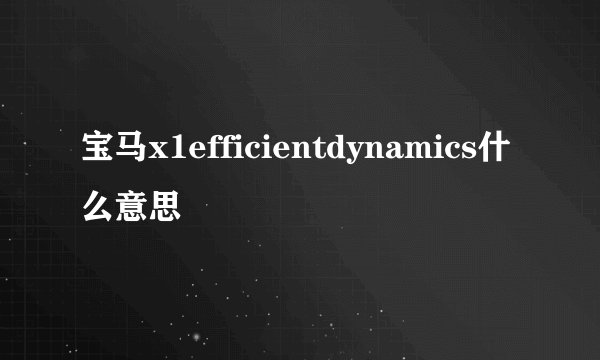 宝马x1efficientdynamics什么意思