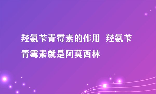 羟氨苄青霉素的作用  羟氨苄青霉素就是阿莫西林