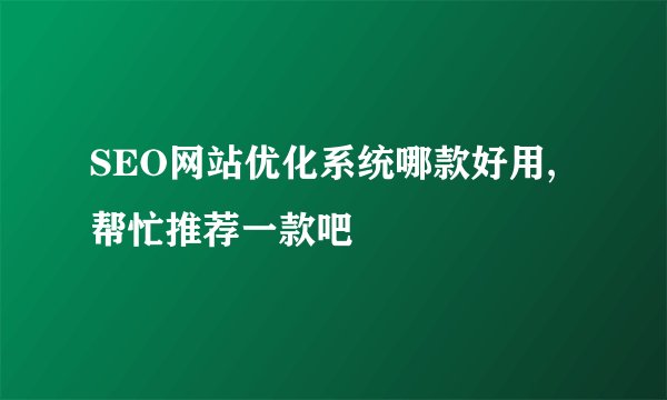 SEO网站优化系统哪款好用,帮忙推荐一款吧