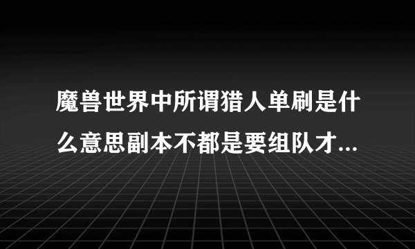 魔兽世界中所谓猎人单刷是什么意思副本不都是要组队才能进的吗?
