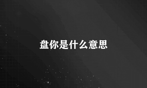 盘你是什么意思