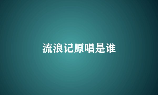 流浪记原唱是谁