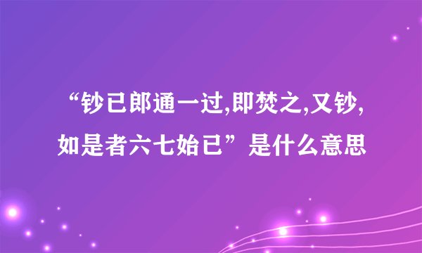 “钞已郎通一过,即焚之,又钞,如是者六七始已”是什么意思